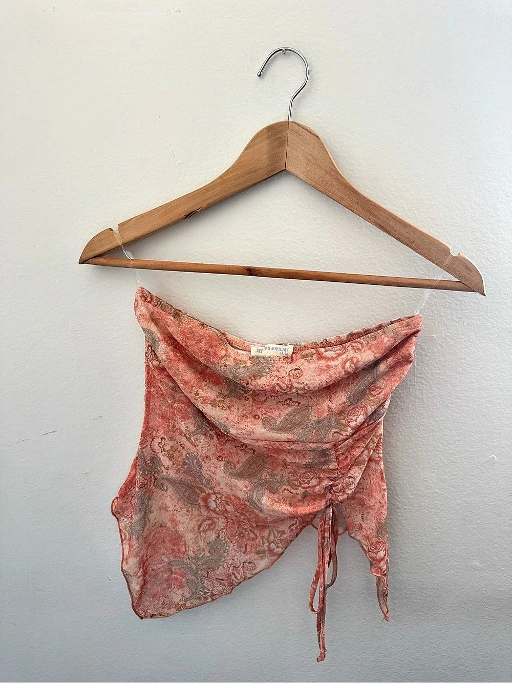 See U Monday Paisley Crop Top in Pink & Brown Size Small